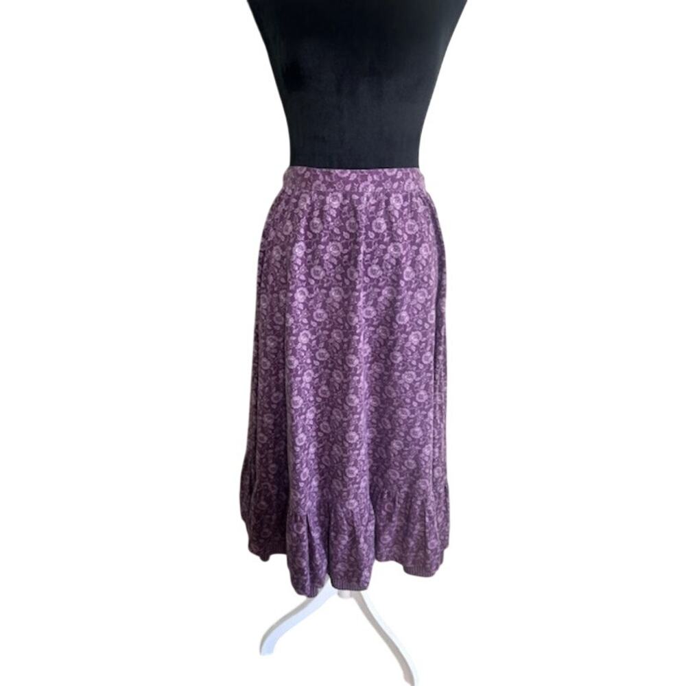 Gunnies Gunne Sax Vintage Skirt Floral Purple Ruffle Hem Prairie Cottagecore - Picture 8 of 13